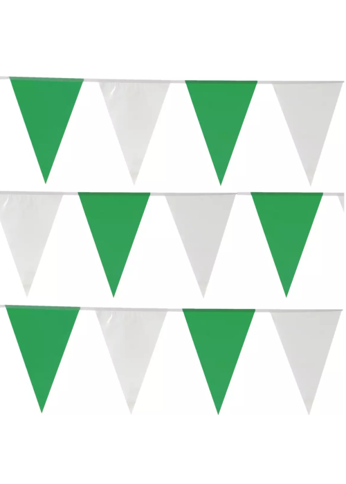 Banderines Verde y Blanco Plastico 10m - Guirnaldas