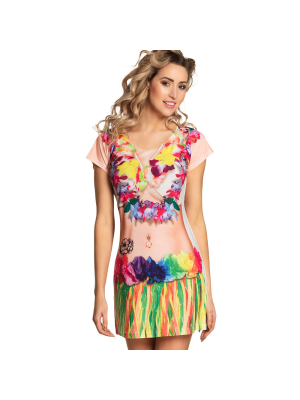 Disfraz de Hawaiana - Camiseta Estampado Hawaiano - Disfraces de Hawaianos para Mujer