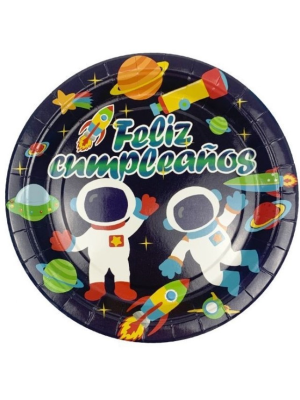Platos de Astronauta 23cm 6 Unidades - Fiestas de Cumpleaños del Espacio