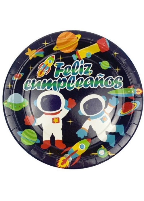 Platos de Astronauta 23cm 6 Unidades - Fiestas de Cumpleaños del Espacio