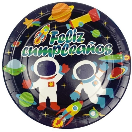 Platos de Astronauta 23cm 6 Unidades - Fiestas de Cumpleaños del Espacio