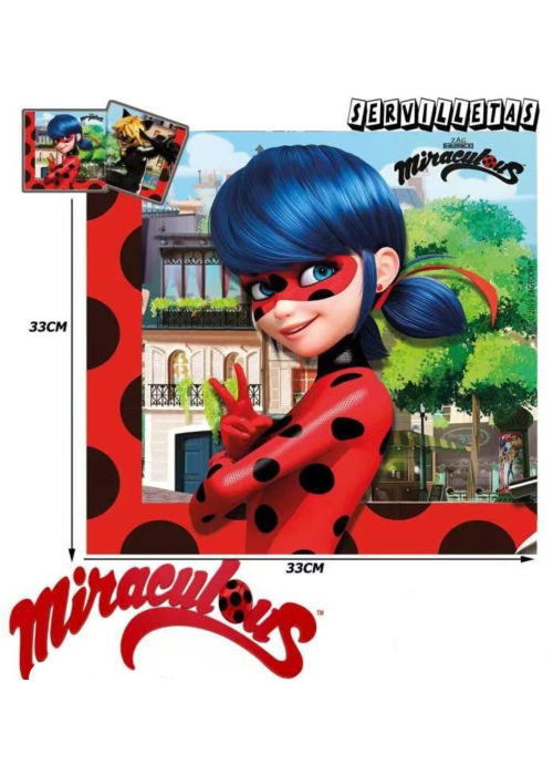 Servilletas de Lady Bug 20 Unidades - Fiestas de Cumpleaños de Ladybug