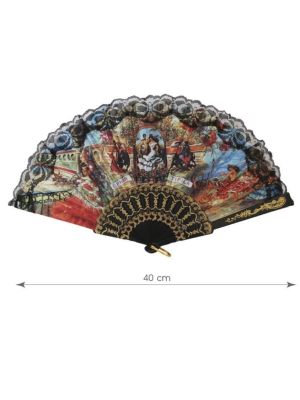 Abanico Negro con Dibujo - Abanicos y Castañuelas Flamencos