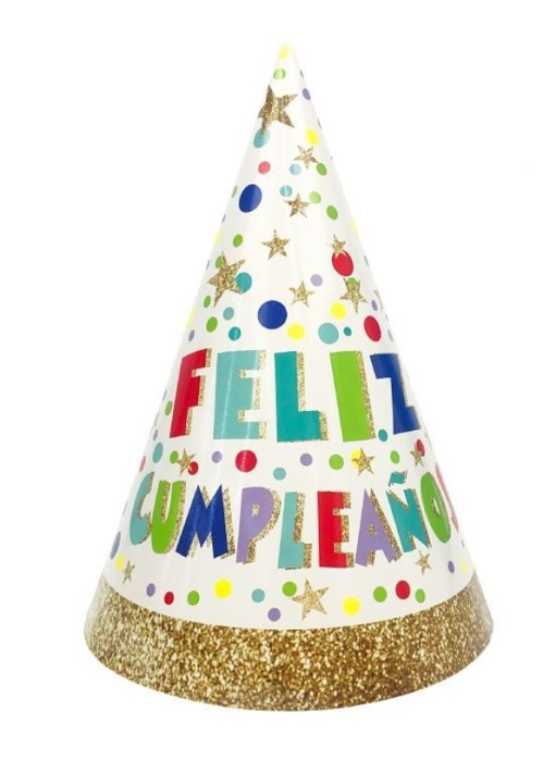 Gorro Cono Feliz Cumpleaños 6 Unid - Gorros y Diademas para Cotillon