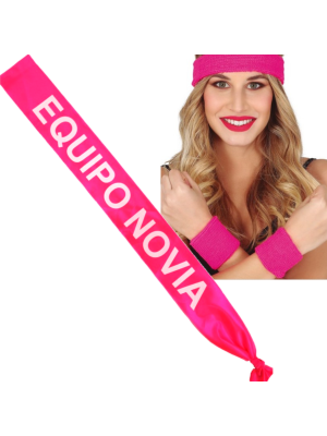 Set de cinta, Muñequeras y Banda de Equipo Novia - Complementos Despedidas de Soltera - Set para Despedidas