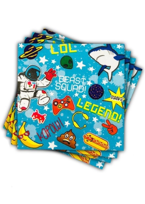 Servilletas Gamer 12 Unid - Articulos y Decoracion de Fiesta