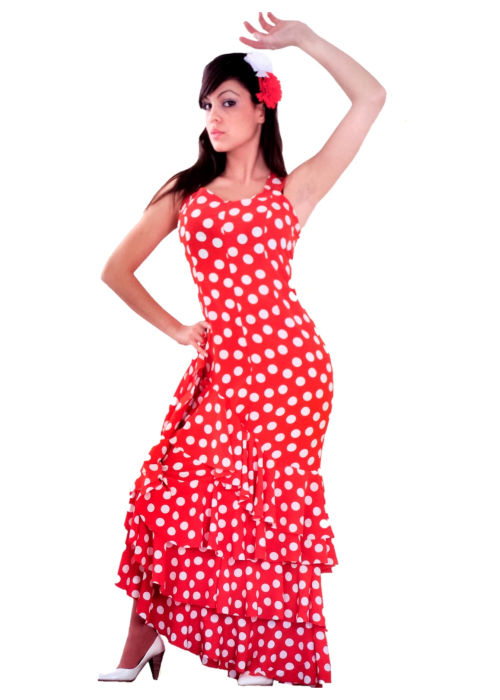 Disfraz de flamenca rojo y blanco para mujer