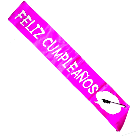 Banda Feliz Cumpleaños Rosa Gliter