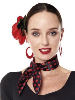 Pañuelo de Lunares Negro y Rojo - Mantones, pañuelos y Fajines