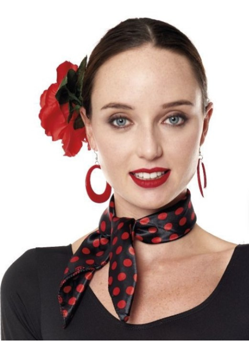 Pañuelo de Lunares Negro y Rojo - Mantones, pañuelos y Fajines