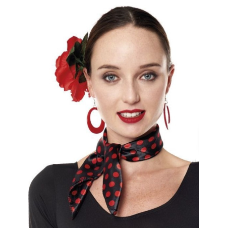 Pañuelo de Lunares Negro y Rojo - Mantones, pañuelos y Fajines