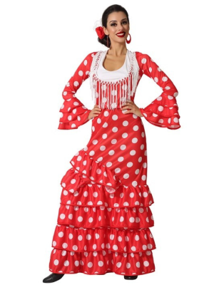 Disfraz de Sevillana Rojo y Blanco - Disfraces de Sevillana para Mujer