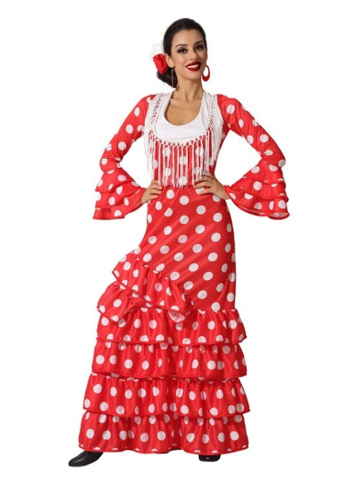 Disfraz de flamenca rojo y blanco para mujer por 27,00 €