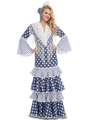Comprar Disfraz de Sevillana Feria Azul - Disfraces de Sevillanas Y Toreros Adultos