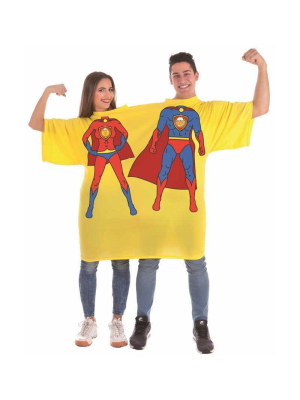 Disfraz De Camiseta Doble Super Heroes Birras Adulto - Camisetas y Delantales para Despedidas