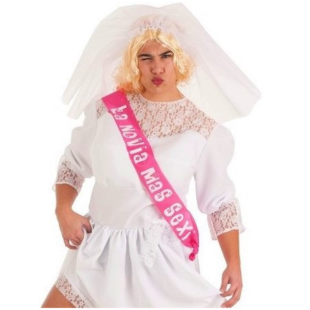 Disfraz de Novia con Banda para Hombre - Disfraces Despedidas - Disfraces con Bandas para Despedidas de Solteras