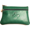 monedero con Lauburu de Piel verde - Bolsos y Carteras Vascas