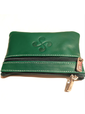 monedero con Lauburu de Piel verde - Bolsos y Carteras Vascas