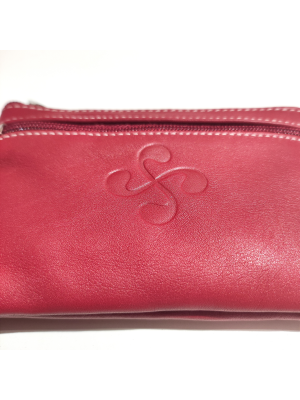 monedero con Lauburu de Piel Granate - Bolsos y Carteras Vascas