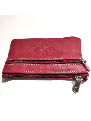 monedero con Lauburu de Piel Granate - Bolsos y Carteras Vascas