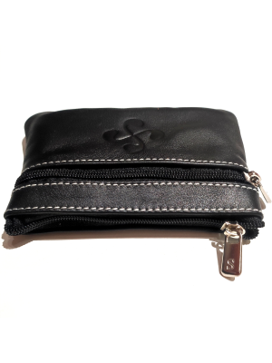 monedero con Lauburu de Piel Negro- Bolsos y Carteras Vascas