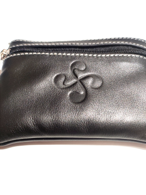 monedero con Lauburu de Piel Negro- Bolsos y Carteras Vascas