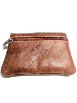 monedero con Lauburu de Piel Marron - Bolsos y Carteras Vascas