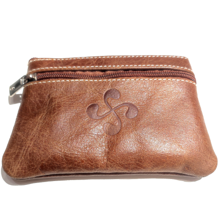 monedero con Lauburu de Piel Marron - Bolsos y Carteras Vascas