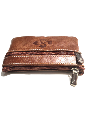 monedero con Lauburu de Piel Marron - Bolsos y Carteras Vascas