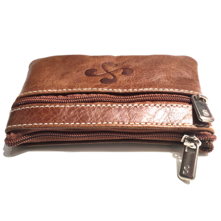 monedero con Lauburu de Piel Marron - Bolsos y Carteras Vascas