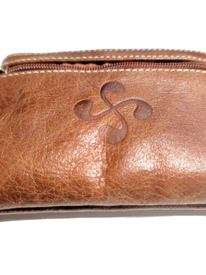 monedero con Lauburu de Piel Marron - Bolsos y Carteras Vascas