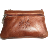 monedero con Eguzkilore de Piel Marron - Bolsos y Carteras Vascas