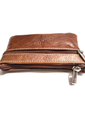 monedero con Eguzkilore de Piel Marron - Bolsos y Carteras Vascas