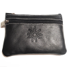 monedero con Eguzkilore de Piel Negro - Bolsos y Carteras Vascas