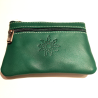 monedero con Eguzkilore de Piel Verde - Bolsos y Carteras Vascas