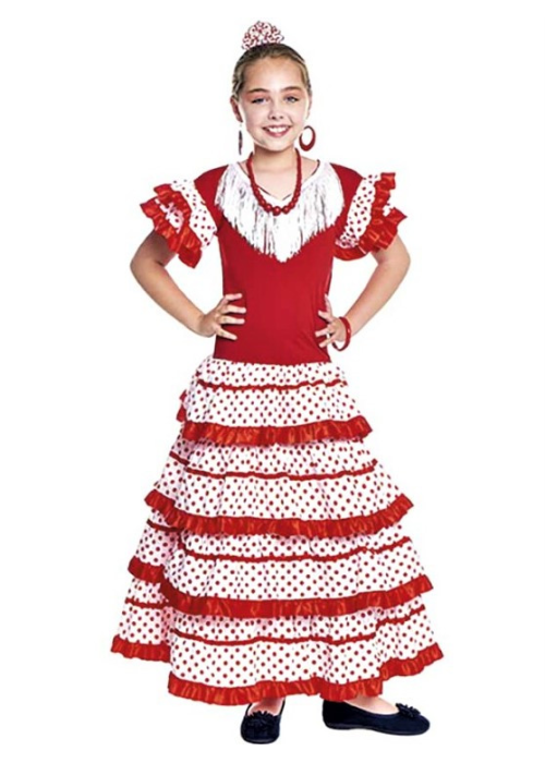 Disfraz De Sevillana Blanco Y Rojo