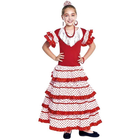 Comprar Disfraz de Sevillana Blanco y rojo Infantil por solo 12.00€ – Tienda de disfraces online