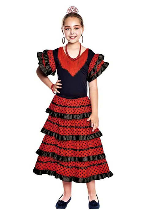 Disfraz De Sevillana Negro Y Rojo