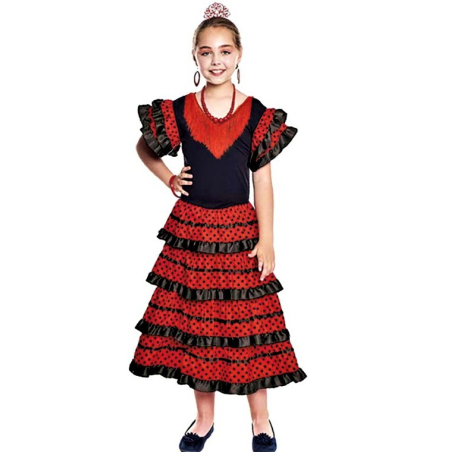Comprar Disfraz de Sevillana Negro y Rojo Infantil por solo 12.00€ – Tienda de disfraces online