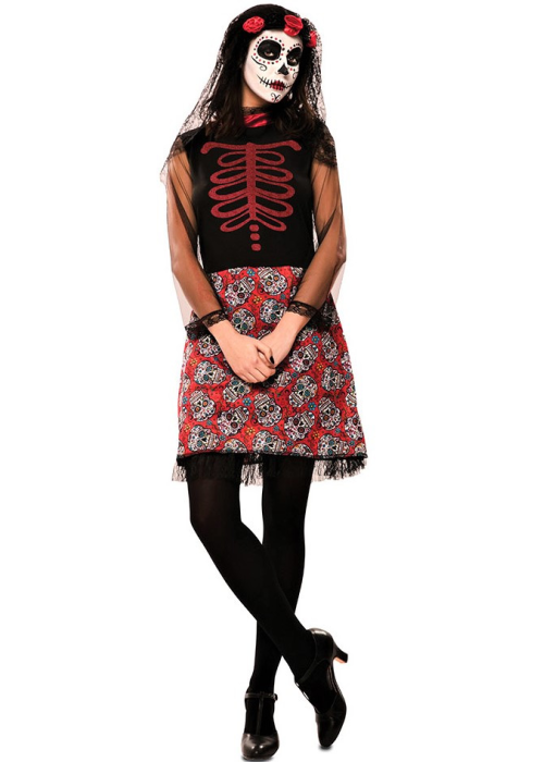 Disfraz De Catrina Roja Adulto - Disfraces de Halloween Adulto