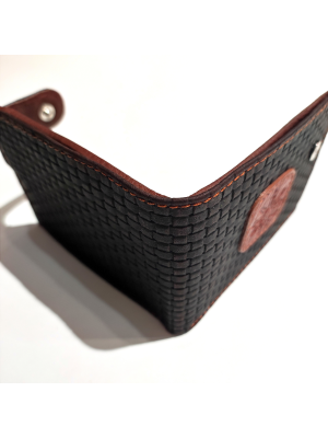 Cartera con Eguzkilore de Piel trenzada Negra - Bolsos y Carteras