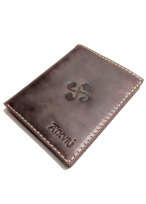 Cartera con Lauburu de Piel Marron Oscuro - Bolsos y Carteras