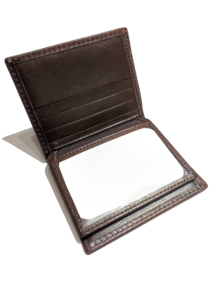 Cartera con Lauburu de Piel Marron Oscuro - Bolsos y Carteras