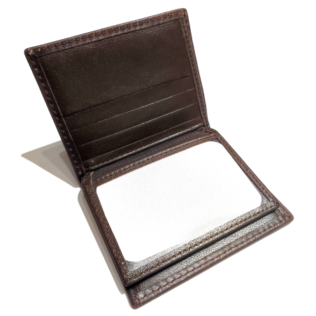 Cartera con Lauburu de Piel Marron Oscuro - Bolsos y Carteras