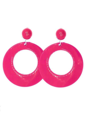 Pendientes De Aro Grande Fucsia
