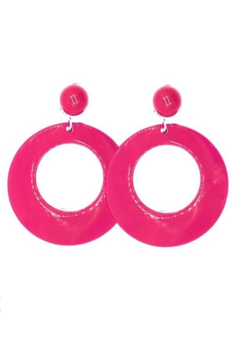 Pendientes De Aro Grande Fucsia