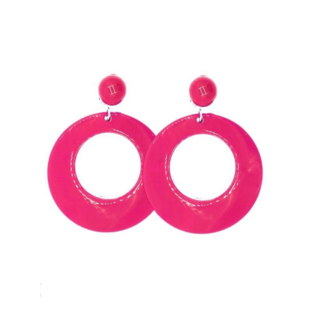 Pendientes De Aro Grande Fucsia