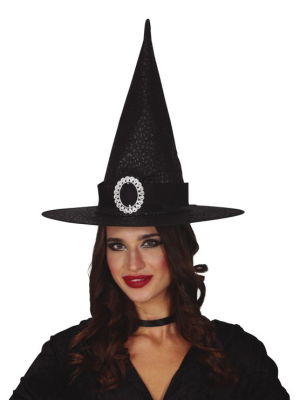 Sombrero Bruja Negro Detalle
