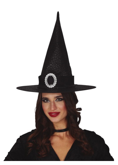 Sombrero Bruja Negro Detalle