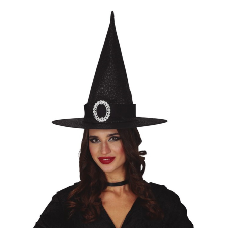 Sombrero Bruja Negro Detalle